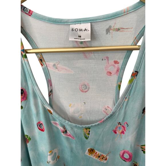 SOMA Blue Sleeveless Colorful Print Swim Coverup or Casual Dress M EUC - Picture 3 of 6